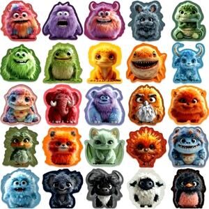 10 Furry Monster Stickers decals for laptops Tumblers Skateboard books cell NEW